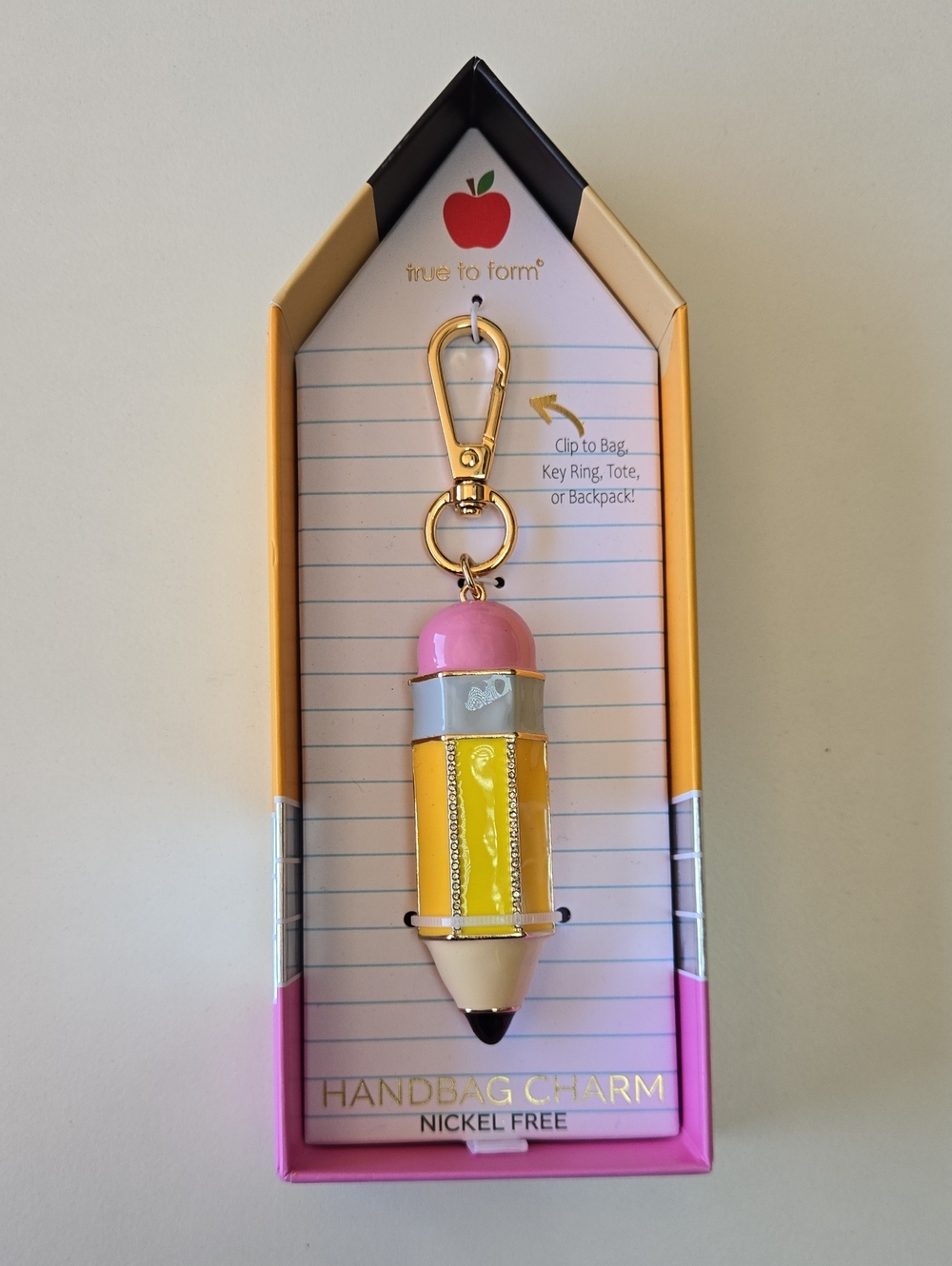 NEW True to Form Pink & Yellow Pencil Handbag Charm